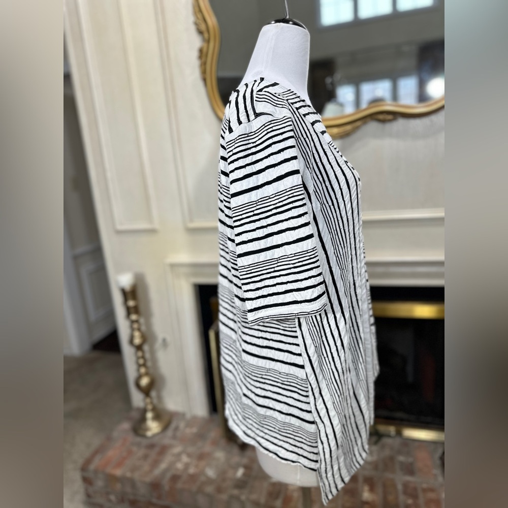 Ali Miles 1X Stripe Tunic Top – Artsy Lagenlook Minimalist Asymmetrical Abstract - Picture 5 of 8